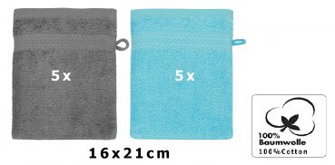 Betz 10 Piece Wash Mitt Set PREMIUM 100% Cotton 10 Wash Mitts Colour: anthracite & turquoise