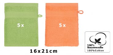 Betz 10 Piece Wash Mitt Set PREMIUM 100% Cotton 10 Wash Mitts Colour: orange & apple green