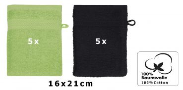 Betz 10 Piece Wash Mitt Set PREMIUM 100% Cotton 10 Wash Mitts Colour: black & apple green