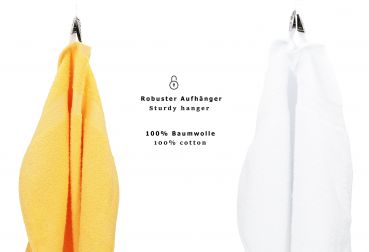 Betz Set di 10 asciugamani Classic-Premium 2 lavette 2 asciugamani per ospiti 4 asciugamani 2 asciugamani da doccia 100 % cotone colore giallo e bianco