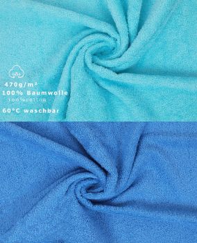 Betz 10-tlg. Handtuch-Set CLASSIC 100%Baumwolle 2 Duschtücher 4 Handtücher 2 Gästetücher 2 Seiftücher Farbe türkis und hellblau