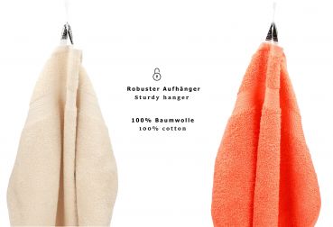 Betz Juego de 10 toallas CLASSIC 100% algodón 2 toallas de baño 4 toallas de lavabo 2 toallas de tocador 2 toallas faciales beige y naranja