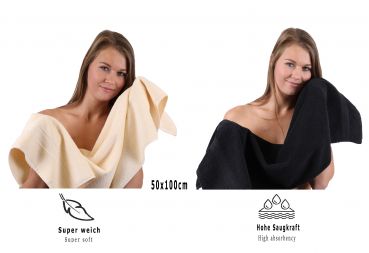 Betz 10 Piece Towel Set CLASSIC 100% Cotton 2 Face Cloths 2 Guest Towels 4 Hand Towels 2 Bath Towels Colour: beige & black