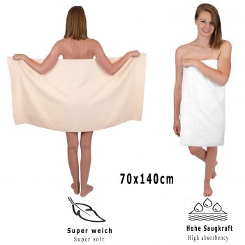 Betz 10 Piece Towel Set CLASSIC 100% Cotton 2 Face Cloths 2 Guest Towels 4 Hand Towels 2 Bath Towels Colour: beige & white