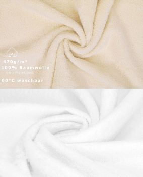 Betz Set di 10 asciugamani Classic-Premium 2 lavette 2 asciugamani per ospiti 4 asciugamani 2 asciugamani da doccia 100 % cotone colore beige e bianco