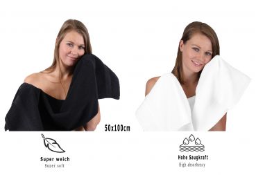 Betz 10 Piece Towel Set CLASSIC 100% Cotton 2 Face Cloths 2 Guest Towels 4 Hand Towels 2 Bath Towels Colour: white & black