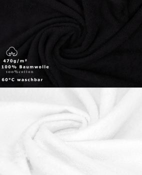 Betz 10-tlg. Handtuch-Set CLASSIC 100% Baumwolle 2 Duschtücher 4 Handtücher 2 Gästetücher 2 Seiftücher Farbe weiß und schwarz