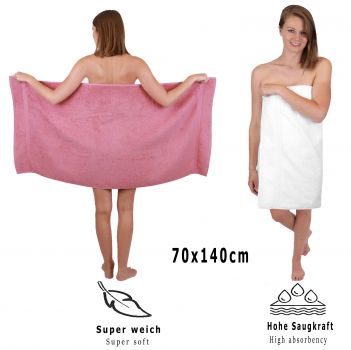 Betz 10 Piece Towel Set CLASSIC 100% Cotton 2 Face Cloths 2 Guest Towels 4 Hand Towels 2 Bath Towels Colour: old rose & white