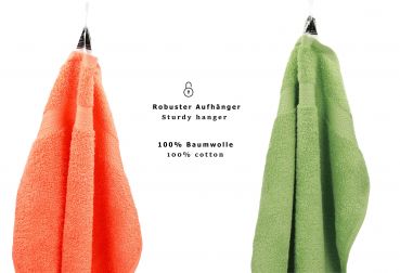 Betz 10-tlg. Handtuch-Set CLASSIC 100% Baumwolle 2 Duschtücher 4 Handtücher 2 Gästetücher 2 Seiftücher Farbe apfelgrün und orange