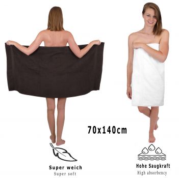 Betz Juego de 10 toallas PREMIUM 100% algodón en blanco y marrón oscuro