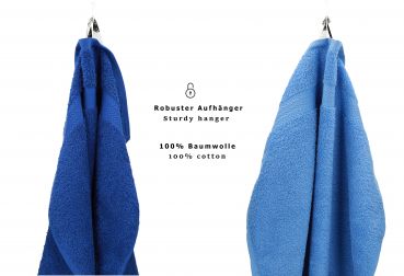 Betz 10-tlg. Handtuch-Set PREMIUM 100%Baumwolle 2 Duschtücher 4 Handtücher 2 Gästetücher 2 Waschhandschuhe Farbe Royal Blau & Hell Blau