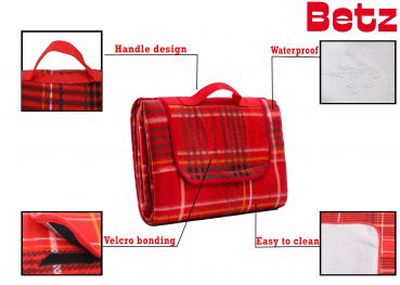 Betz Picknickdecke XXL Reisedecke Stranddecke Campingdecke Isomatte Outdoor wasserdicht Größe 180x200 cm Farbe rot