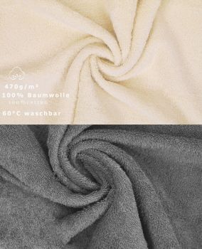 Betz Set di 10 asciugamani Premium 2 asciugamani da doccia 4 asciugamani 2 asciugamani per ospiti 2 guanti da bagno 100% cotone colore beige e grigio antracite