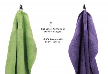 Betz Set di 10 asciugamani Premium 2 asciugamani da doccia 4 asciugamani 2 asciugamani per ospiti 2 guanti da bagno 100% cotone colore verde mela e lilla