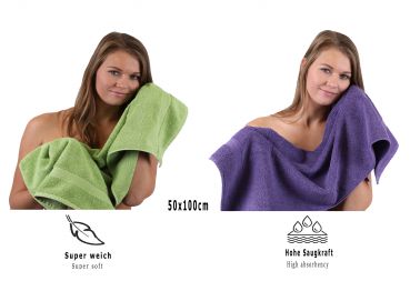 Lot de 10 serviettes Premium vert pomme et violet, 2 serviettes de bain, 4 serviettes de toilette, 2 serviettes d'invité et 2 gants de toilette de Betz