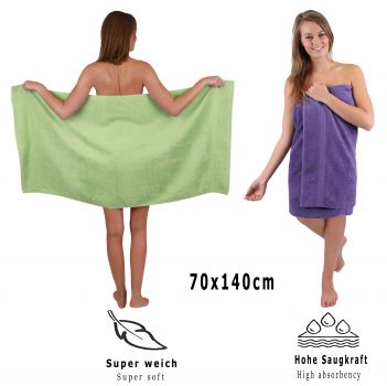 Betz 10 Piece Towel Set PREMIUM 100% Cotton 2 Wash Mitts 2 Guest Towels 4 Hand Towels 2 Bath Towels Colour: apple green & purple