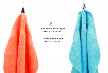 Betz Juego de 10 toallas PREMIUM 100% algodón en naranja y turquesa