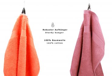 Betz 10-tlg. Handtuch-Set PREMIUM 100%Baumwolle 2 Duschtücher 4 Handtücher 2 Gästetücher 2 Waschhandschuhe Farbe Orange Terra & Altrosa