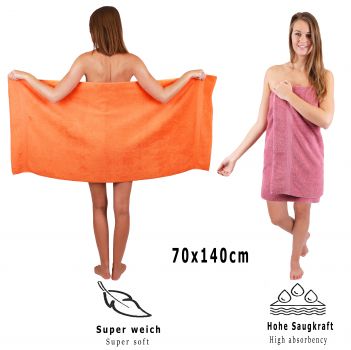 Betz Juego de 10 toallas PREMIUM 100% algodón en naranja y rosa