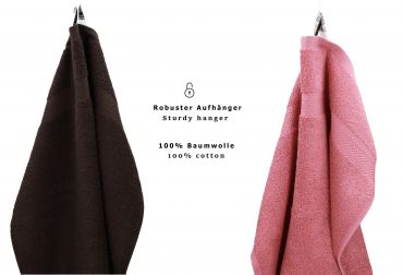 10 Piece Towel Set "Premium" dark brown & old rose, quality 470g/m², 2 bath towel 70 x 140 cm, 4 hand towels 100 x 50 cm, 2 guest towel 30 x 50 cm, 2 wash mitt 16 x 21 cm by Betz