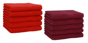 Betz 10 Stück Gästehandtücher PREMIUM 100%Baumwolle Gästetuch-Set 30x50 cm Farbe rot und dunkelrot