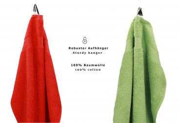 Set di 10 asciugamani per ospiti PREMIUM, colore: rosso e verde mela, misura:  30 x 50 cm