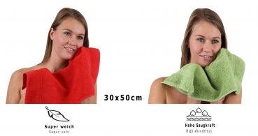 Set di 10 asciugamani per ospiti PREMIUM, colore: rosso e verde mela, misura:  30 x 50 cm