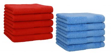 Lot de 10 serviettes d'invités Premium couleur: rouge & bleu clair, qualité 470g/m², 10 serviettes d'invité 30x50 cm en coton de Betz