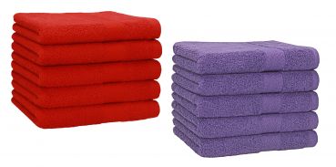 Lot de 10 serviettes d'invités Premium couleur: rouge & violet, , qualité 470g/m², 10 serviettes d'invité 30x50 cm en coton de Betz
