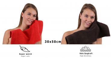 Set di 10 asciugamani per ospiti PREMIUM, colore: rosso e marrone scuro, misura:  30 x 50 cm