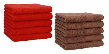 Betz 10 Toallas para invitados PREMIUM 100% algodón 30x50cm en rojo y marrón nuez