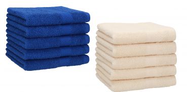 Lot de 10 serviettes d'invités Premium couleur: bleu royal & beige, qualité 470g/m², 10 serviettes d'invité 30x50 cm en coton de Betz