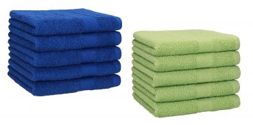 10 Piece Guest Towel Set "Premium" royal blue & apple green, 30 x 50 cm