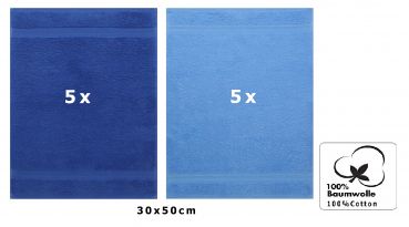 Betz 10 Piece Towel Set PREMIUM 100% Cotton 10 Guest Towels Colour: royal blue & light blue