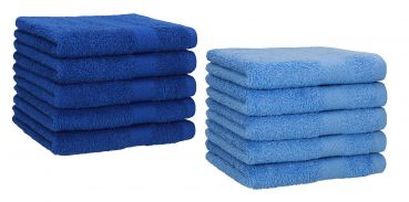 Set di 10 asciugamani per ospiti PREMIUM, colore: blu reale e azzurro, misura:  30 x 50 cm