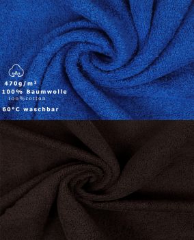 Betz 10 Stück Gästehandtücher PREMIUM 100%Baumwolle Gästetuch-Set 30x50 cm Farbe royalblau und dunkelbraun