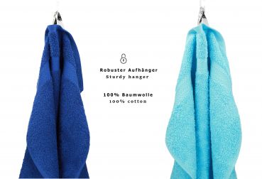 Betz 10 Piece Towel Set PREMIUM 100% Cotton 10 Guest Towels Colour: royal blue & turquoise