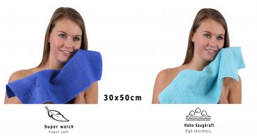 Betz 10 Piece Towel Set PREMIUM 100% Cotton 10 Guest Towels Colour: royal blue & turquoise