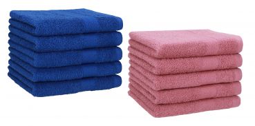 Betz 10 Piece Towel Set PREMIUM 100% Cotton 10 Guest Towels Colour: royal blue & old rose
