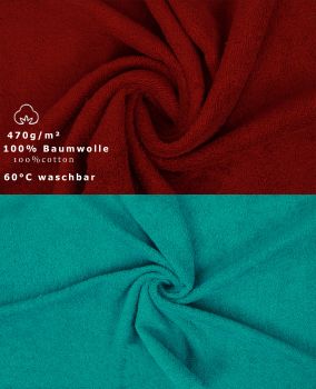 Lot de 10 serviettes d'invités Premium couleur: vert émeraude & rouge foncé, qualité 470g/m², 10 serviettes d'invité 30x50 cm en coton de Betz