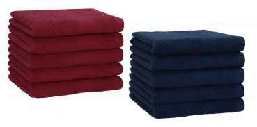 Betz 10 Toallas para invitados PREMIUM 100% algodón 30x50cm en rojo oscuro y azul marino