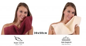 Set di 10 asciugamani per ospiti PREMIUM, colore:rosso scuro e beige, misura:  30 x 50 cm
