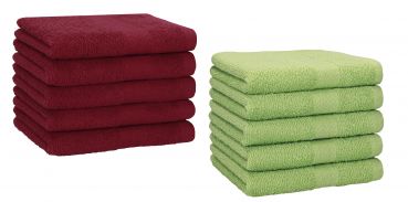 Betz 10 Piece Towel Set PREMIUM 100% Cotton 10 Guest Towels Colour: dark red & apple green