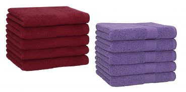 Lot de 10 serviettes d'invités Premium couleur: violet & rouge foncé,  qualité 470g/m², 10 serviettes d'invité 30x50 cm en coton de Betz