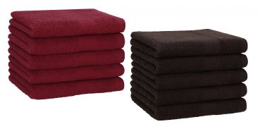 Betz 10 Toallas para invitados PREMIUM 100% algodón 30x50cm en rojo oscuro y marrón oscuro