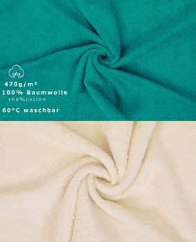 Lot de 10 serviettes d'invités Premium couleur: vert émeraude & beige, qualité 470g/m², 10 serviettes d'invité 30x50 cm en coton de Betz