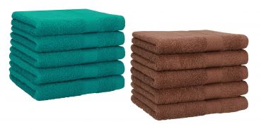 Betz 10 Piece Towel Set PREMIUM 100% Cotton 10 Guest Towels Colour: emerald green & hazel
