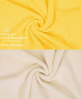 Betz Lot de 10 serviettes d'invités 30x50 cm 100% coton Premium couleur jaune & beige