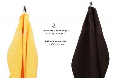 Lot de 10 serviettes d'invités Premium couleur: jaune / marron foncé, qualité 470g/m², 10 serviettes d'invité 30x50 cm en coton de Betz