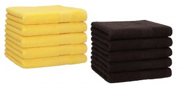 Betz 10 Piece Towel Set PREMIUM 100% Cotton 10 Guest Towels Colour: yellow & dark brown